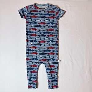 Posh Peanut Miles Short Sleeve Romper Boys 6-9M Race Cars Bamboo Spring Summer